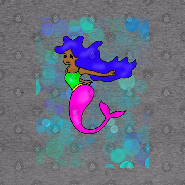 Cute Rainbow African American Mermaid by blackartmattersshop